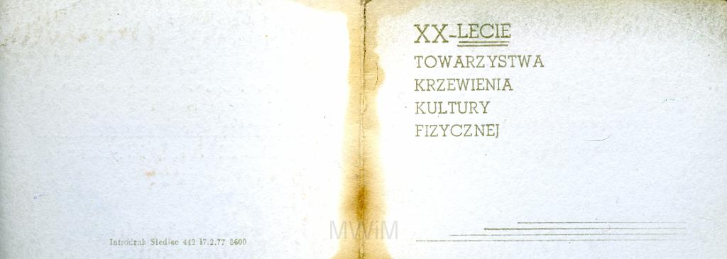 KKE 3264-1.jpg - Odznaka na XX lecie TKKF, Jana Rutkowskiego, Siedlce, 1977 r.